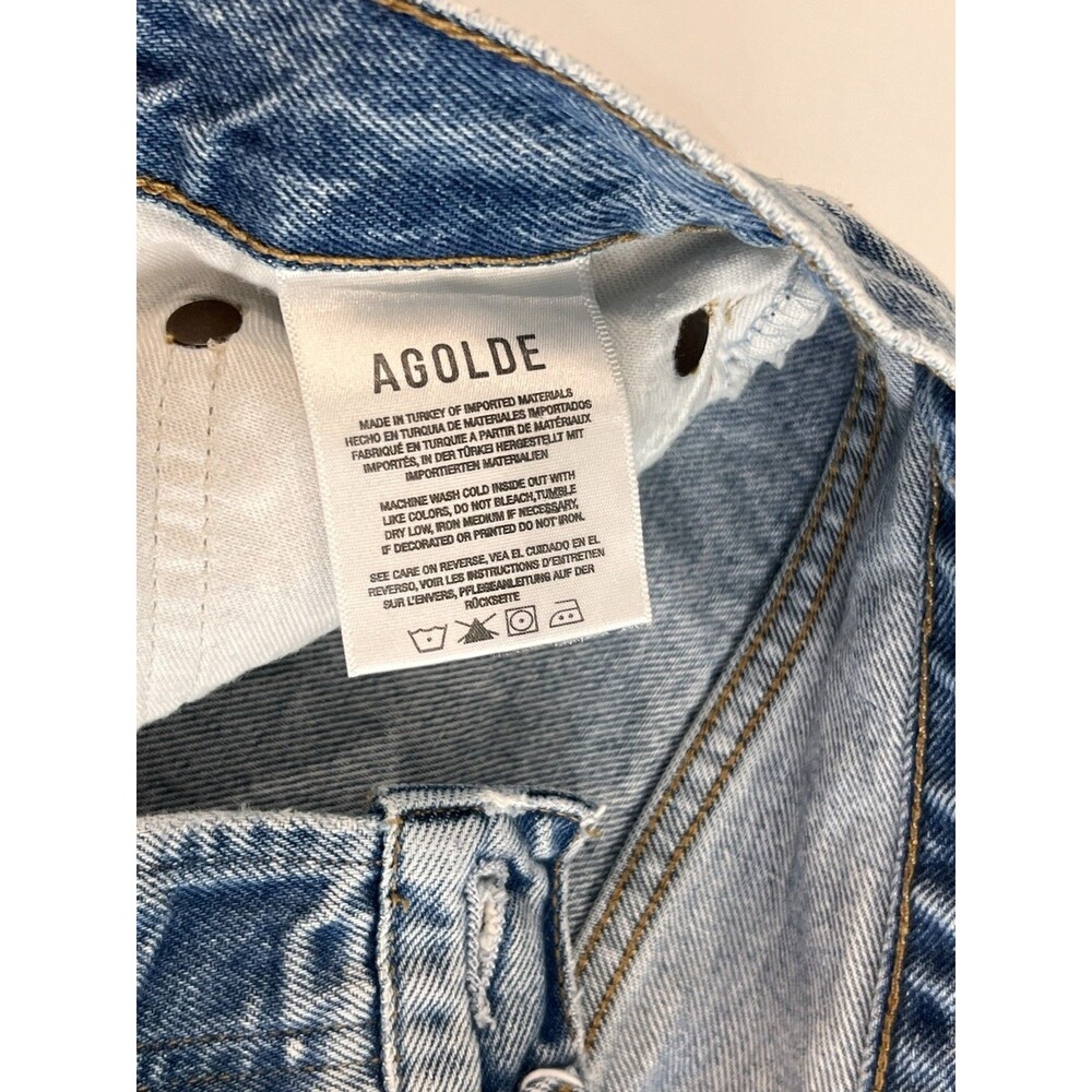 AGOLDE Jeans Women's Size 22 Blue Organic Cotton 90’s Crop High-Rise Button Fly - Picture 4 of 9